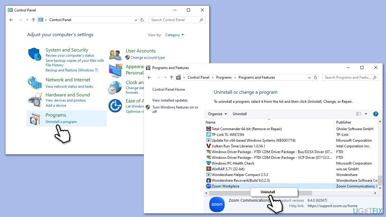 إعادة تثبيت Zoom
