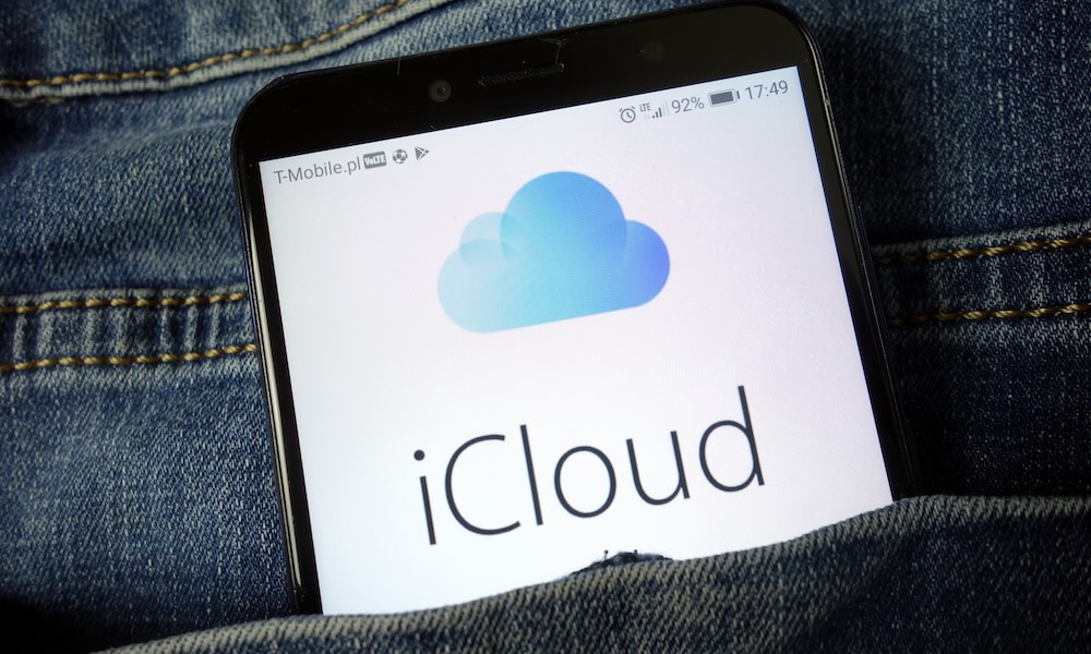 KONSKIE, POLAND November 24, 2019: iCloud service logo on mobile phone