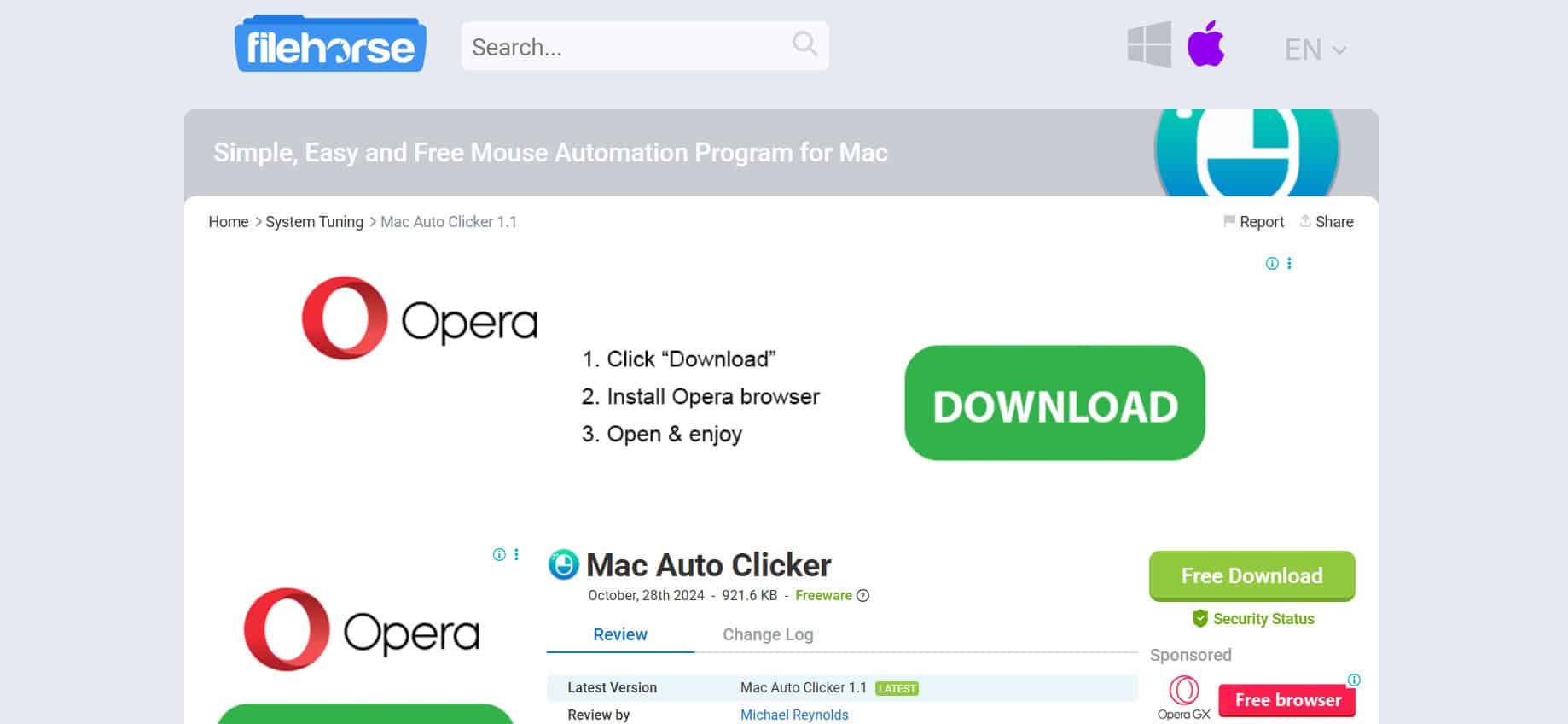 Mac Auto Clicker by Filehorse | أفضل برامج النقر التلقائي لـ Mac