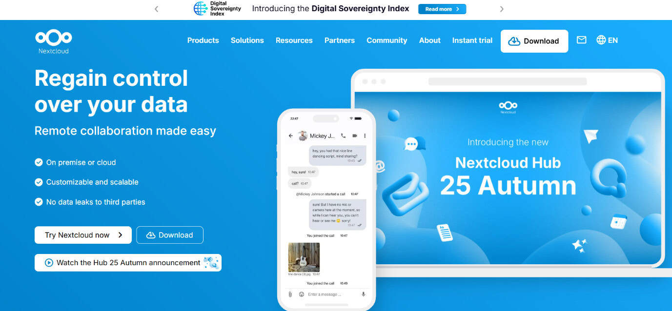 Nextcloud | أفضل بدائل ديسكورد مفتوحة المصدر