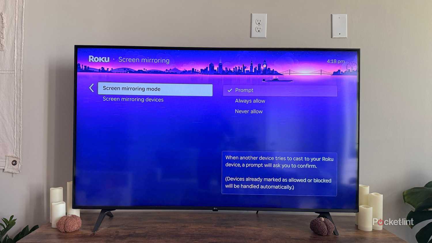 إعدادات انعكاس الشاشة على جهاز Roku