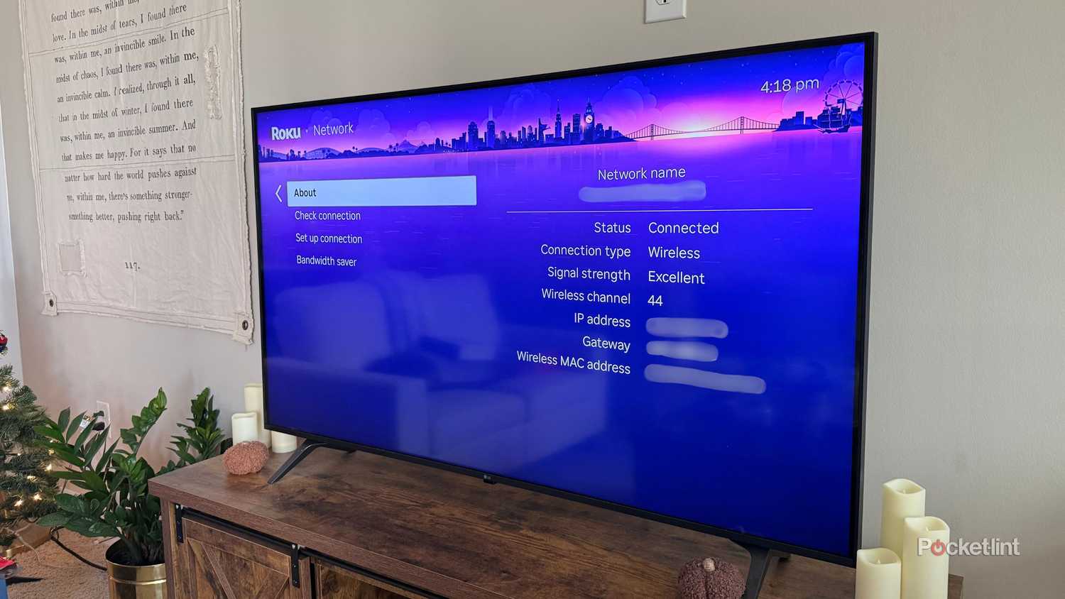 الشبكة على جهاز Roku