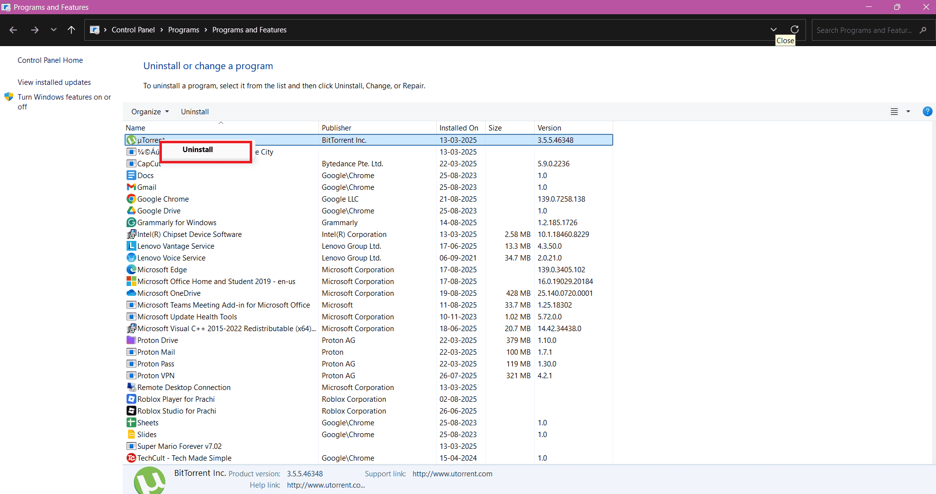 حدد إلغاء التثبيت | إصلاح الخط الأخضر الأفقي أو العمودي على شاشة اللابتوب