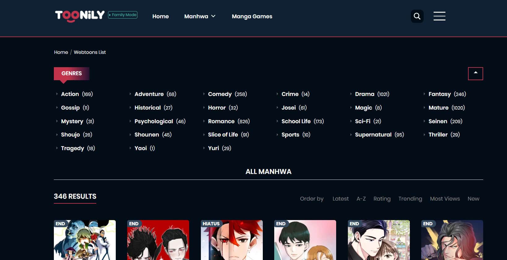 Toonily | أفضل المواقع لقراءة المانهوا بشكل قانوني