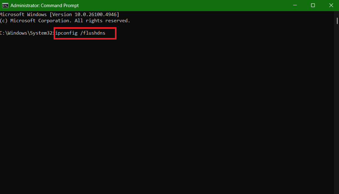 اكتب ipconfig /flushdns