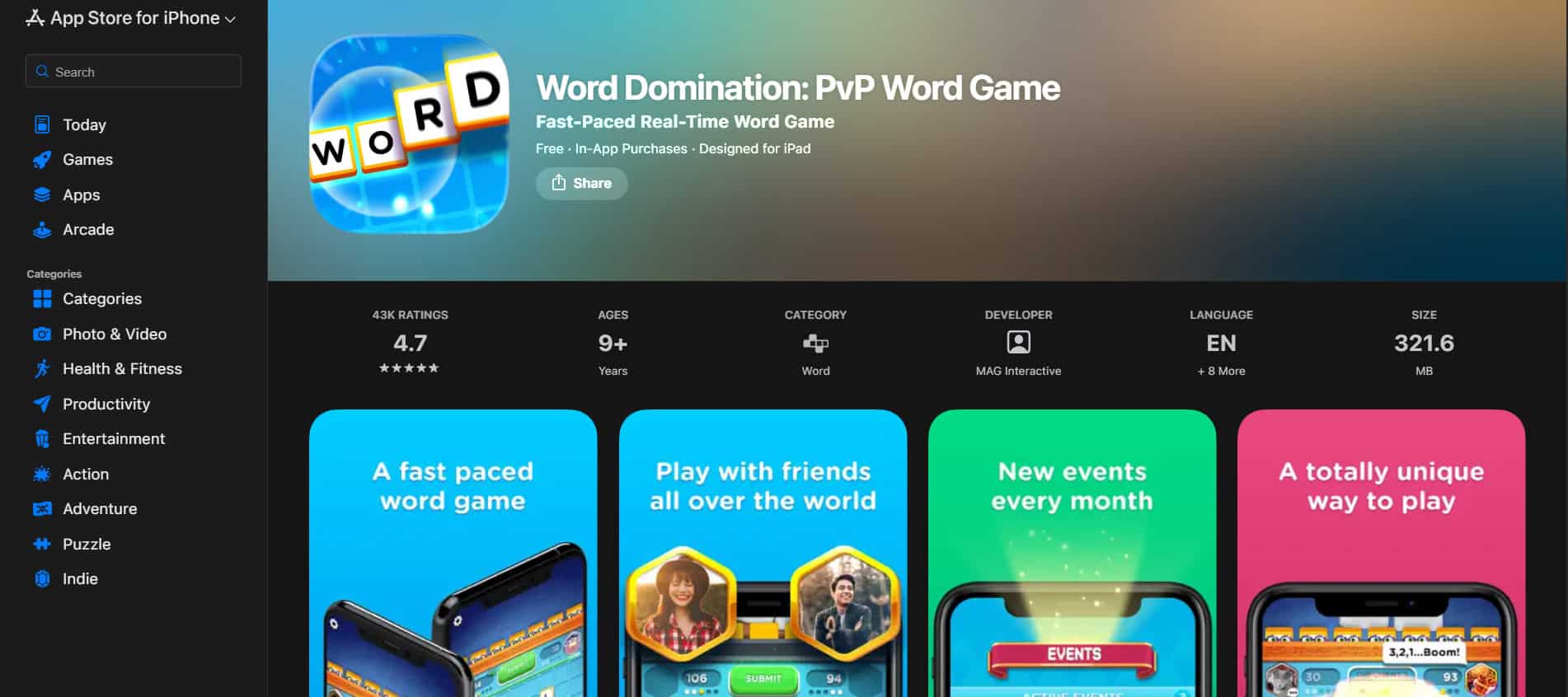Word Domination | أفضل ألعاب تهجئة مجانية شبيهة بـ NYT