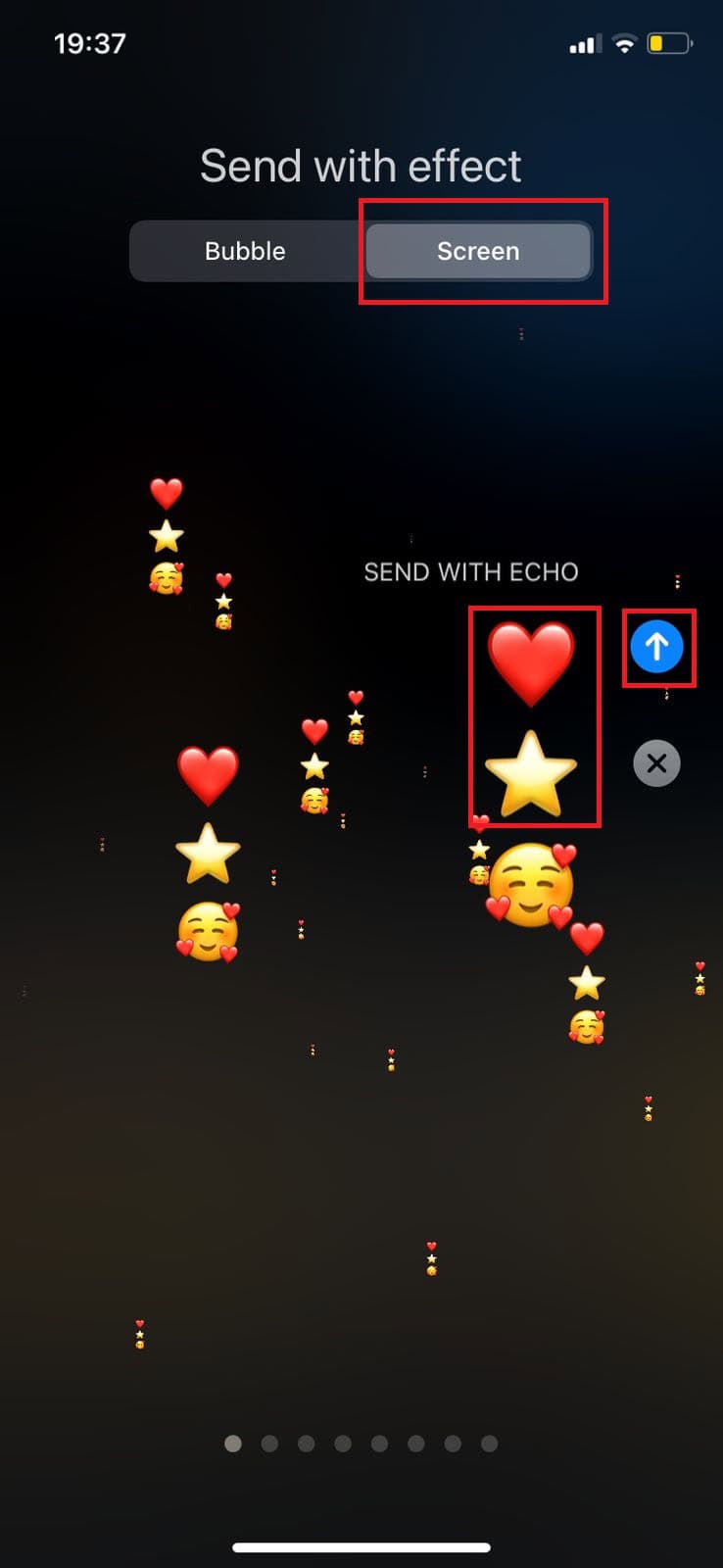 tap on the send icon | Best iMessage Tricks For "Pew Pew" Like Special Effects on iPhone