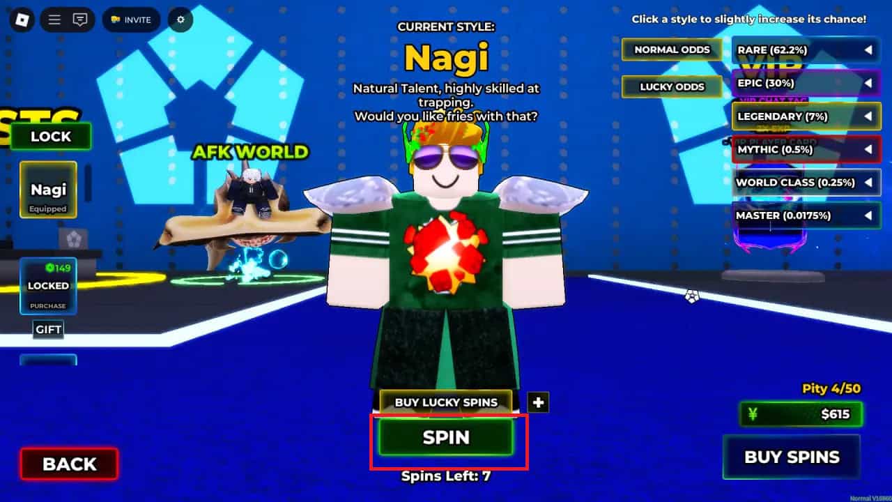 انقر على SPIN 