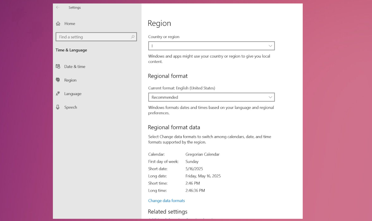 إعدادات الوقت