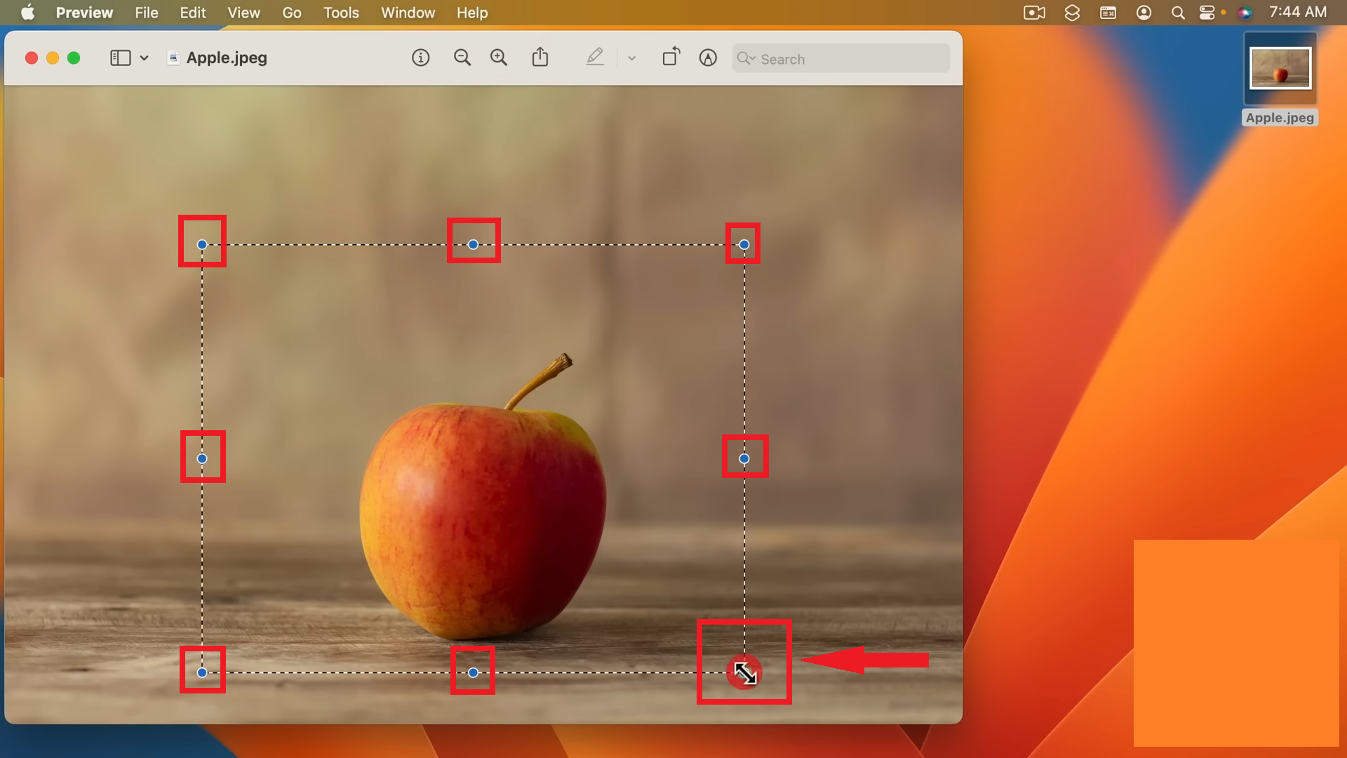 حدد المنطقة بالماوس