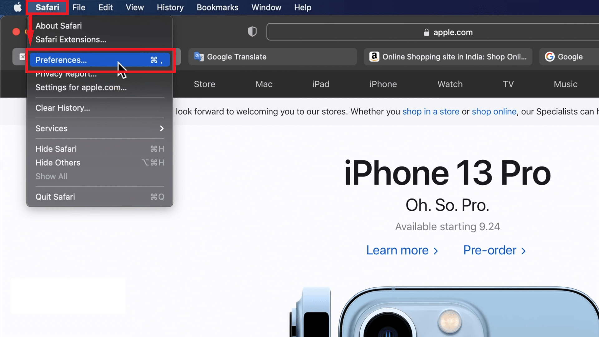 انقر على "التفضيلات"