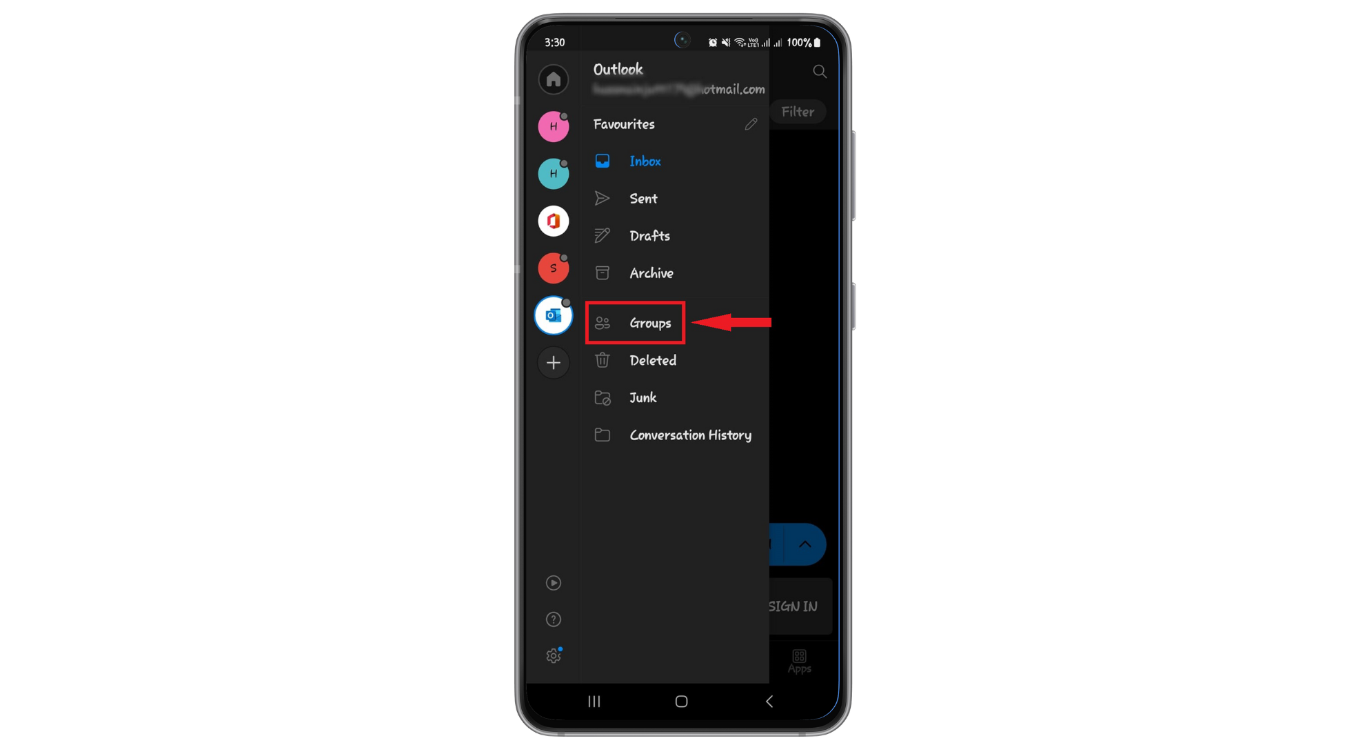حدد "المجموعات"