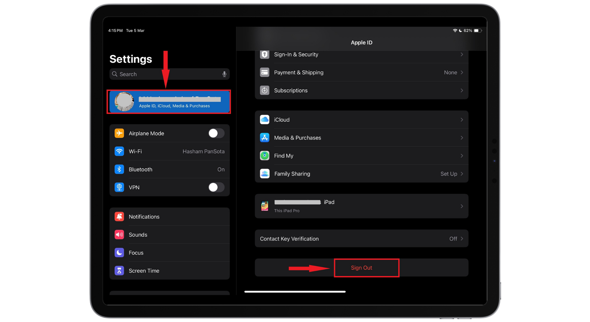 اضغط على تسجيل الخروج