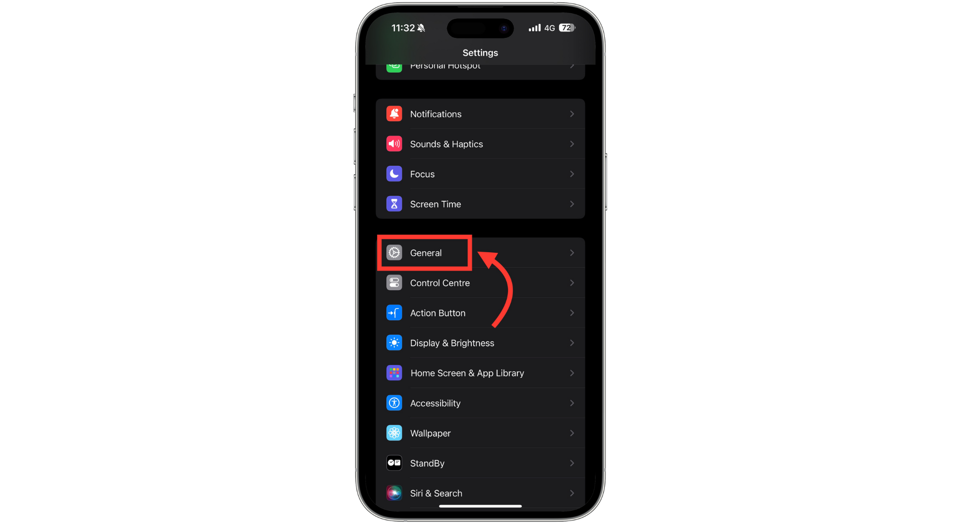 اضغط على General
