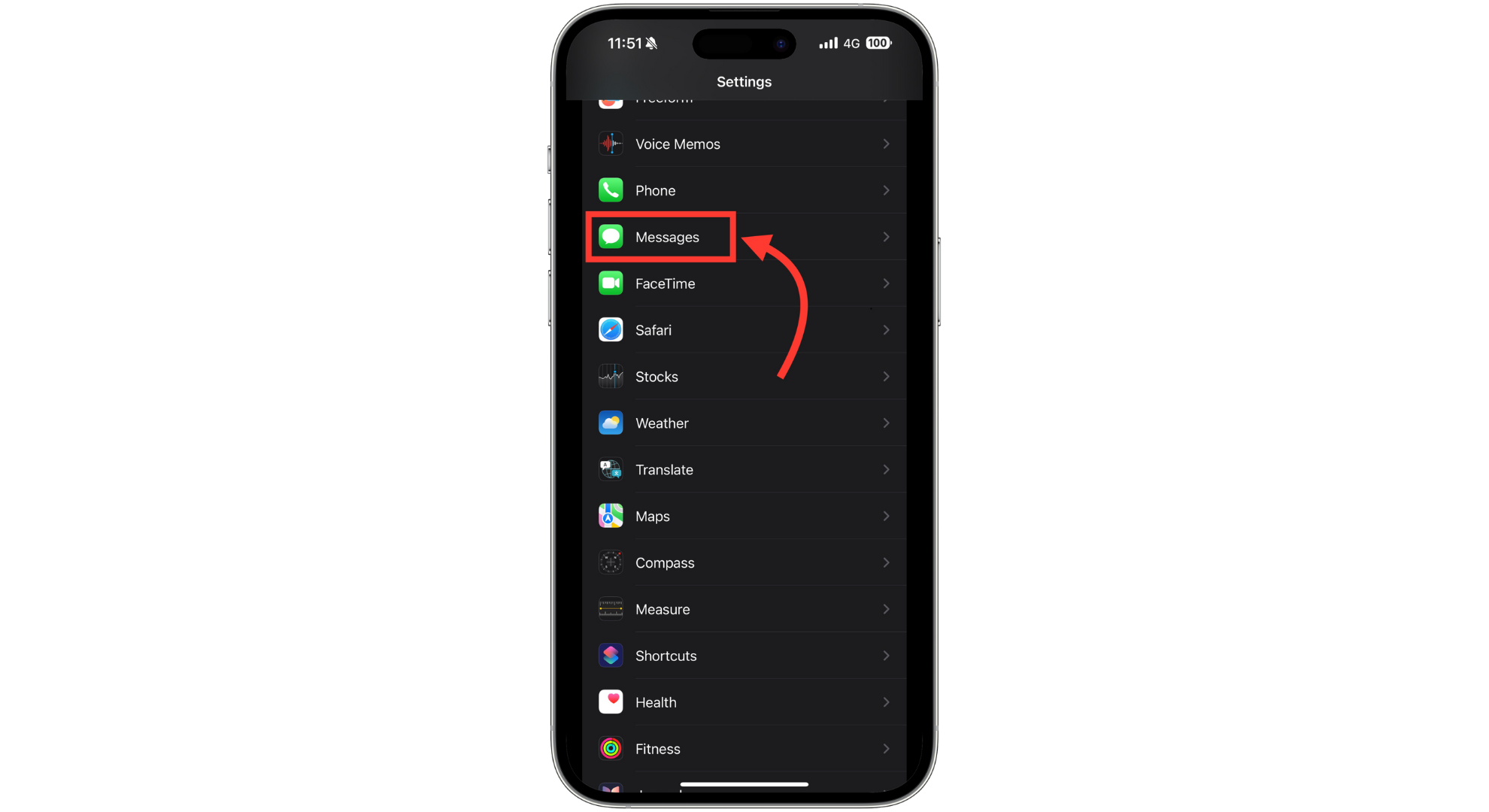 انقر على Messages