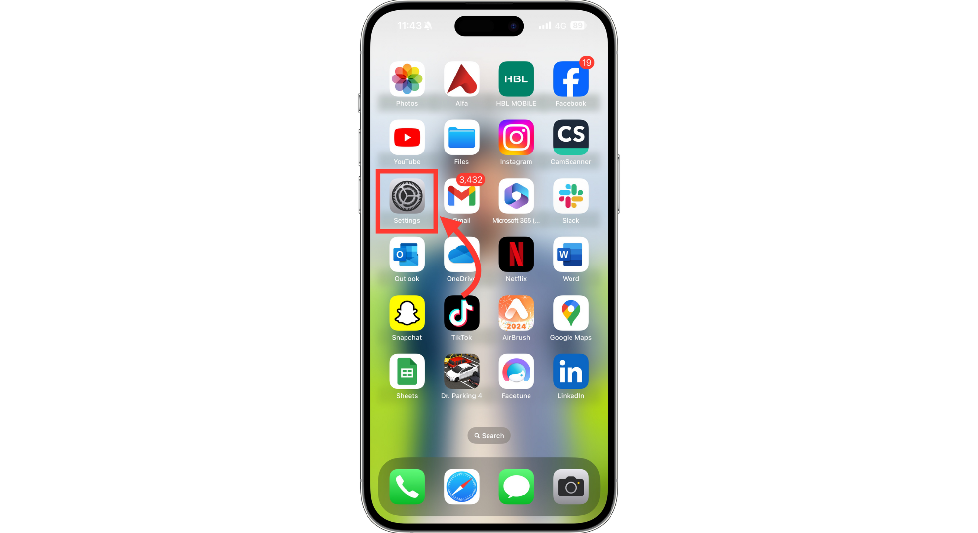 افتح إعدادات iPhone الخاص بك