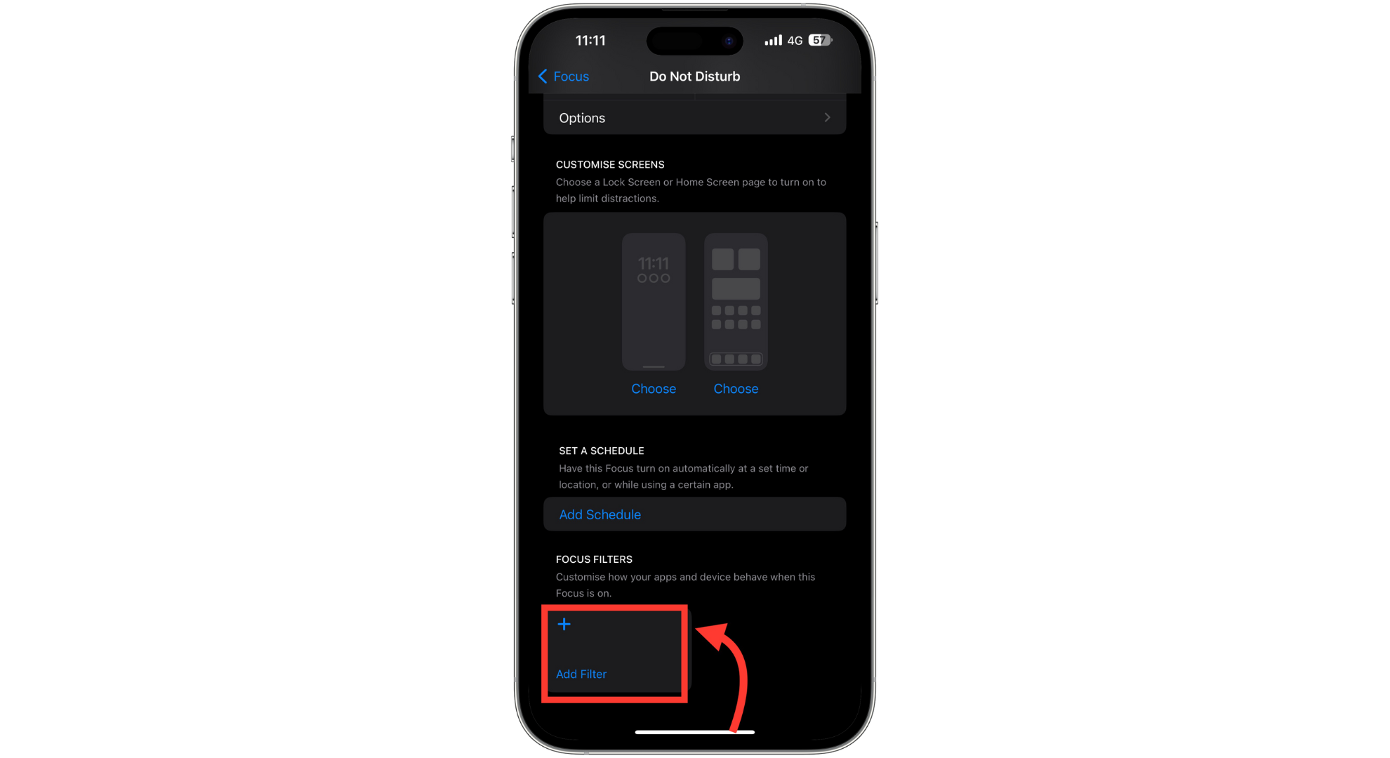 اضغط إضافة فلتر