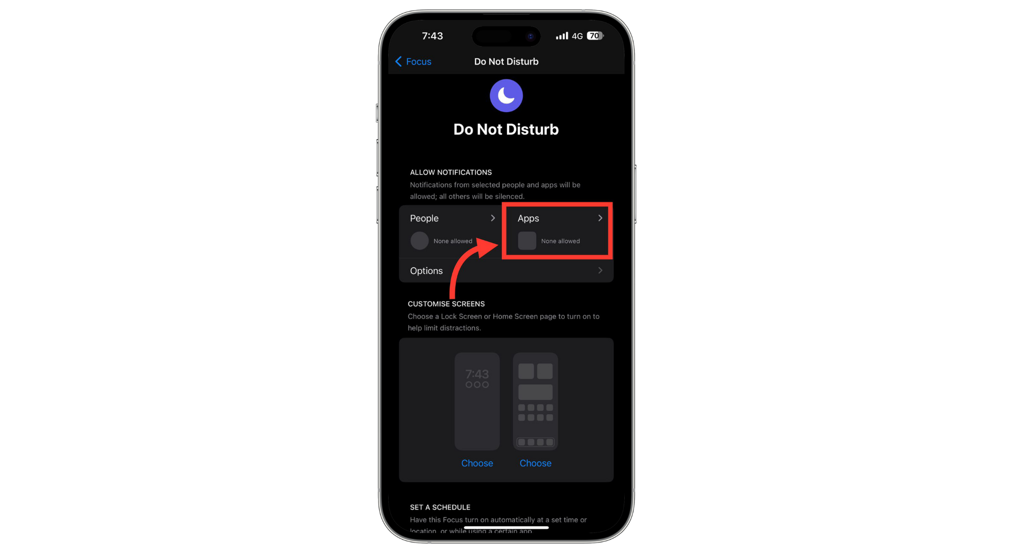 انقر على علامة التبويب التطبيقات