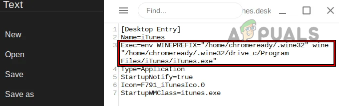 تعديل ملف iTunes.desktop