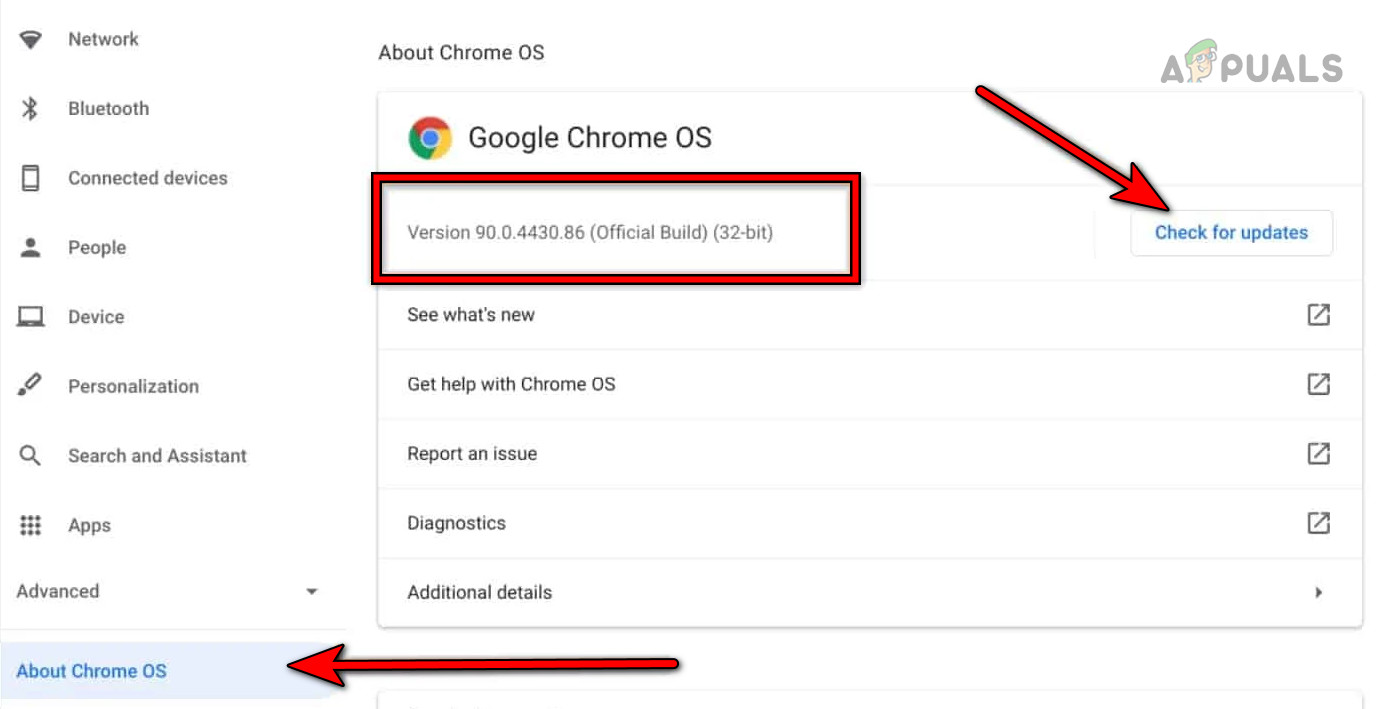 تحديث Google Chrome OS