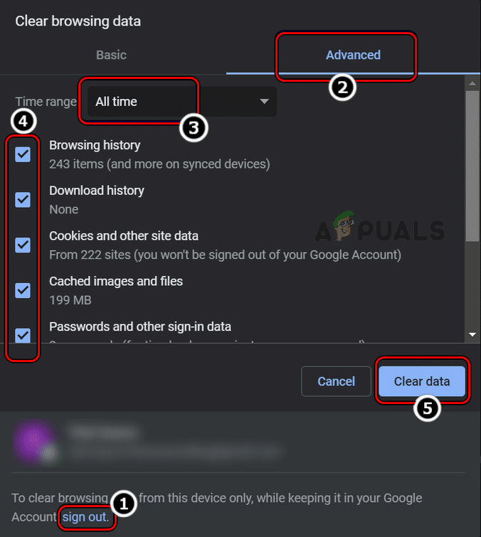 مسح بيانات التصفح لجميع الأوقات في Chrome