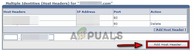 Add a Host Header Property to the Server
