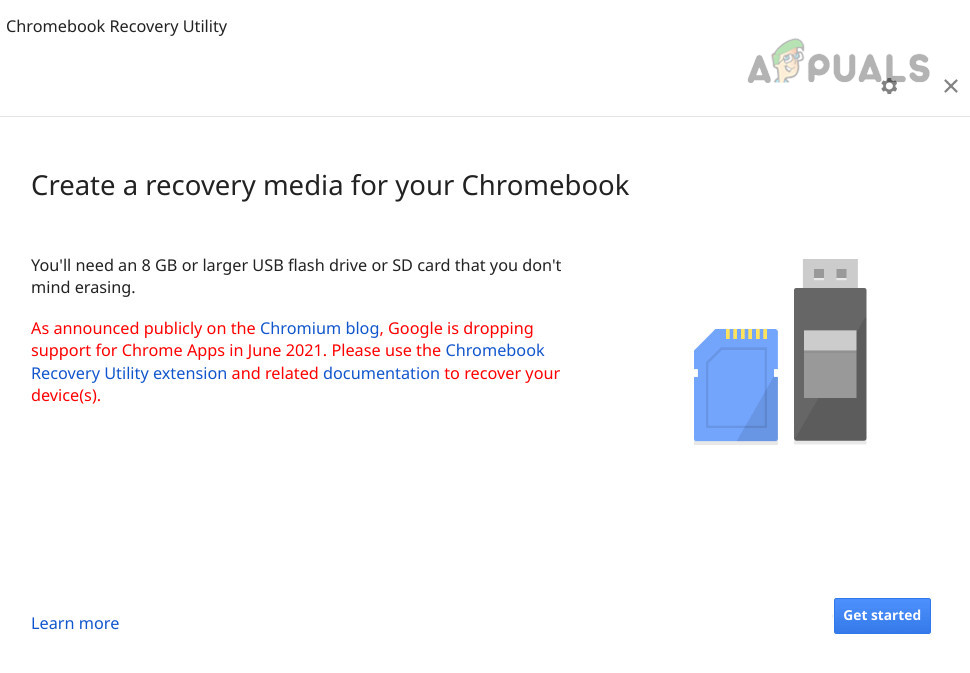 إنشاء وسائط استعادة لجهاز Chromebook