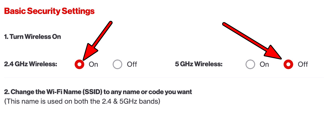 تمكين نطاق 2.4 GHz وتعطيل نطاق 5 GHz في إعدادات الراوتر