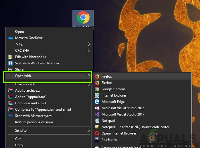 فتح الموقع الإلكتروني عبر متصفح آخر