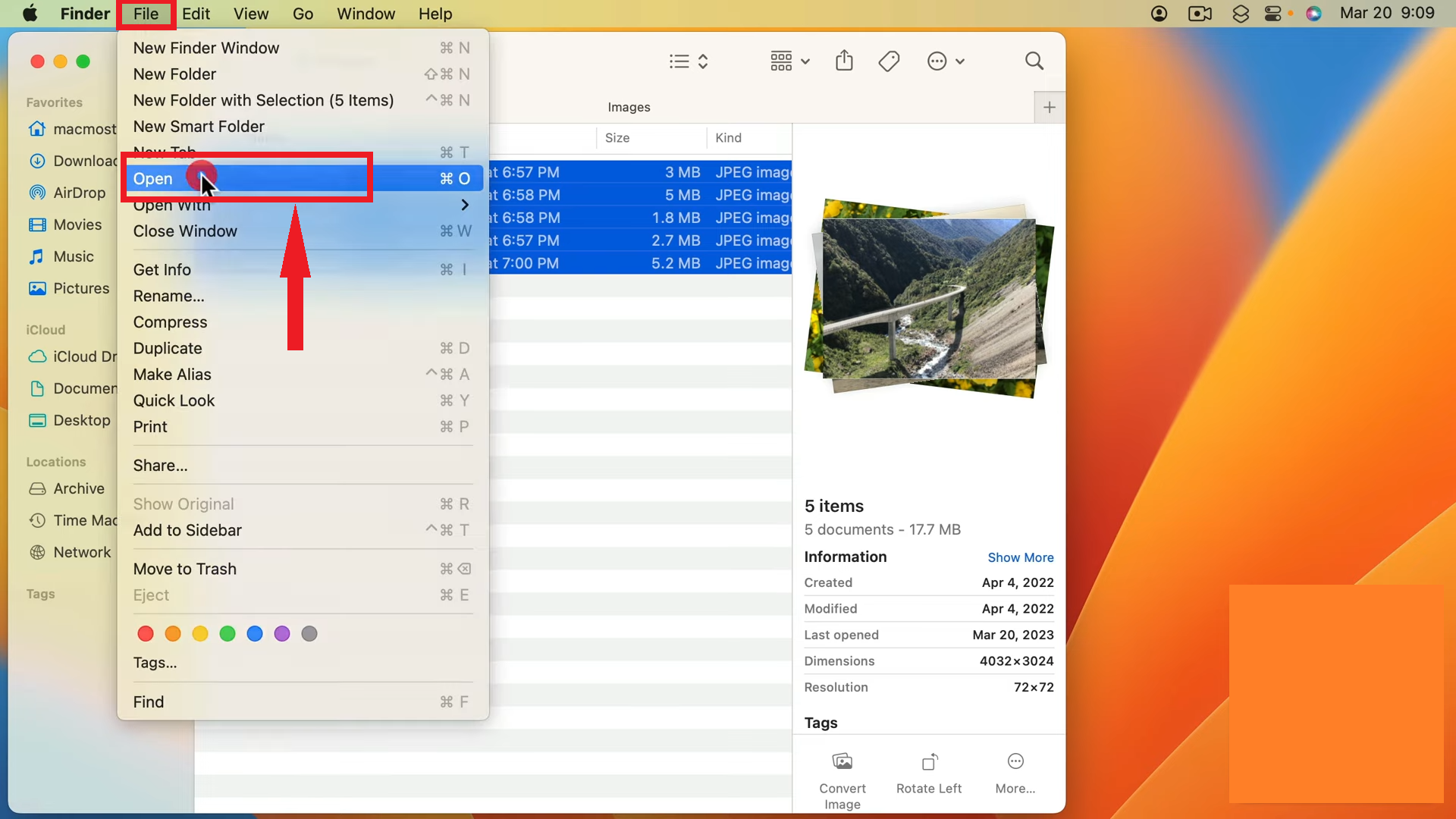انقر على فتح
