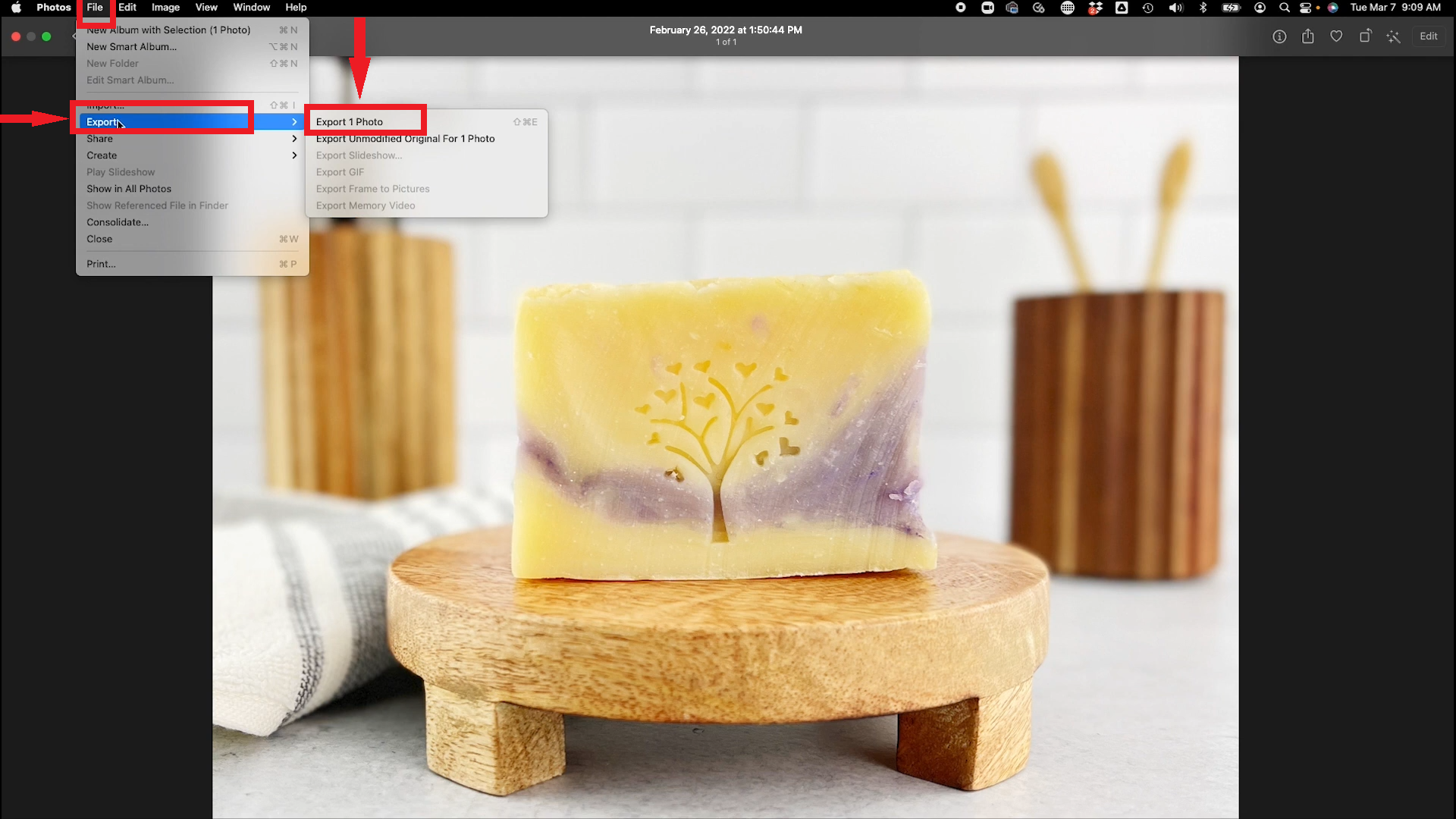انقر على Export