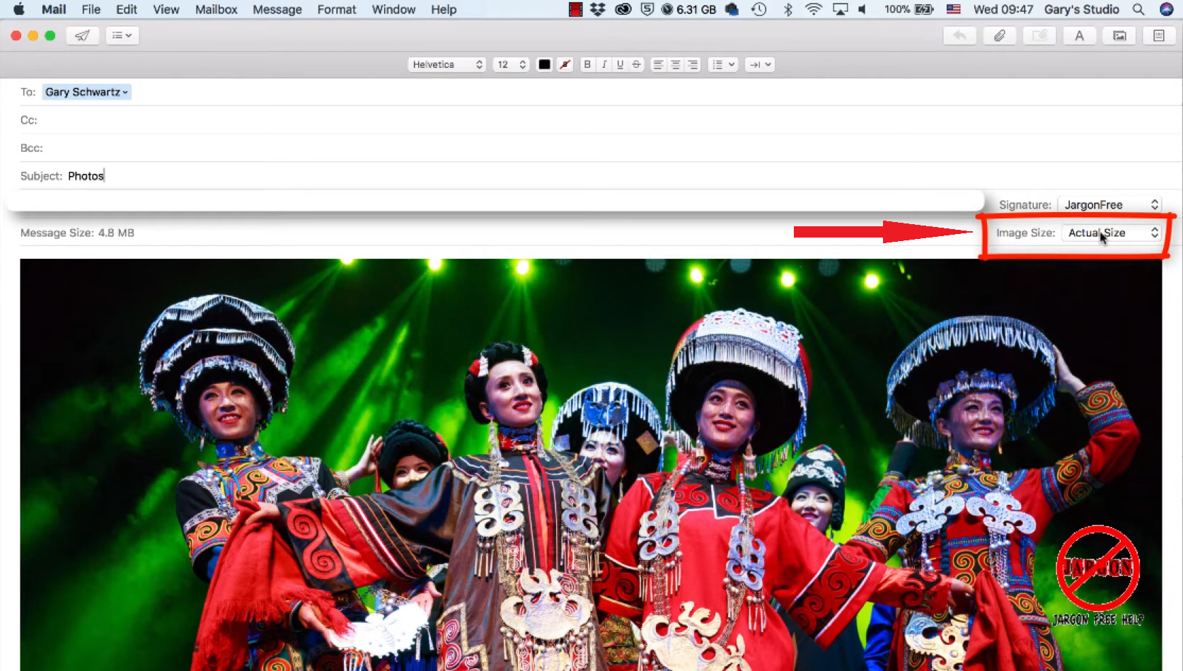 انقر على حجم الصورة