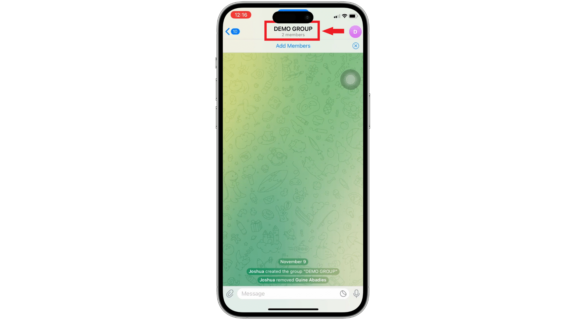 اضغط على اسم المجموعة