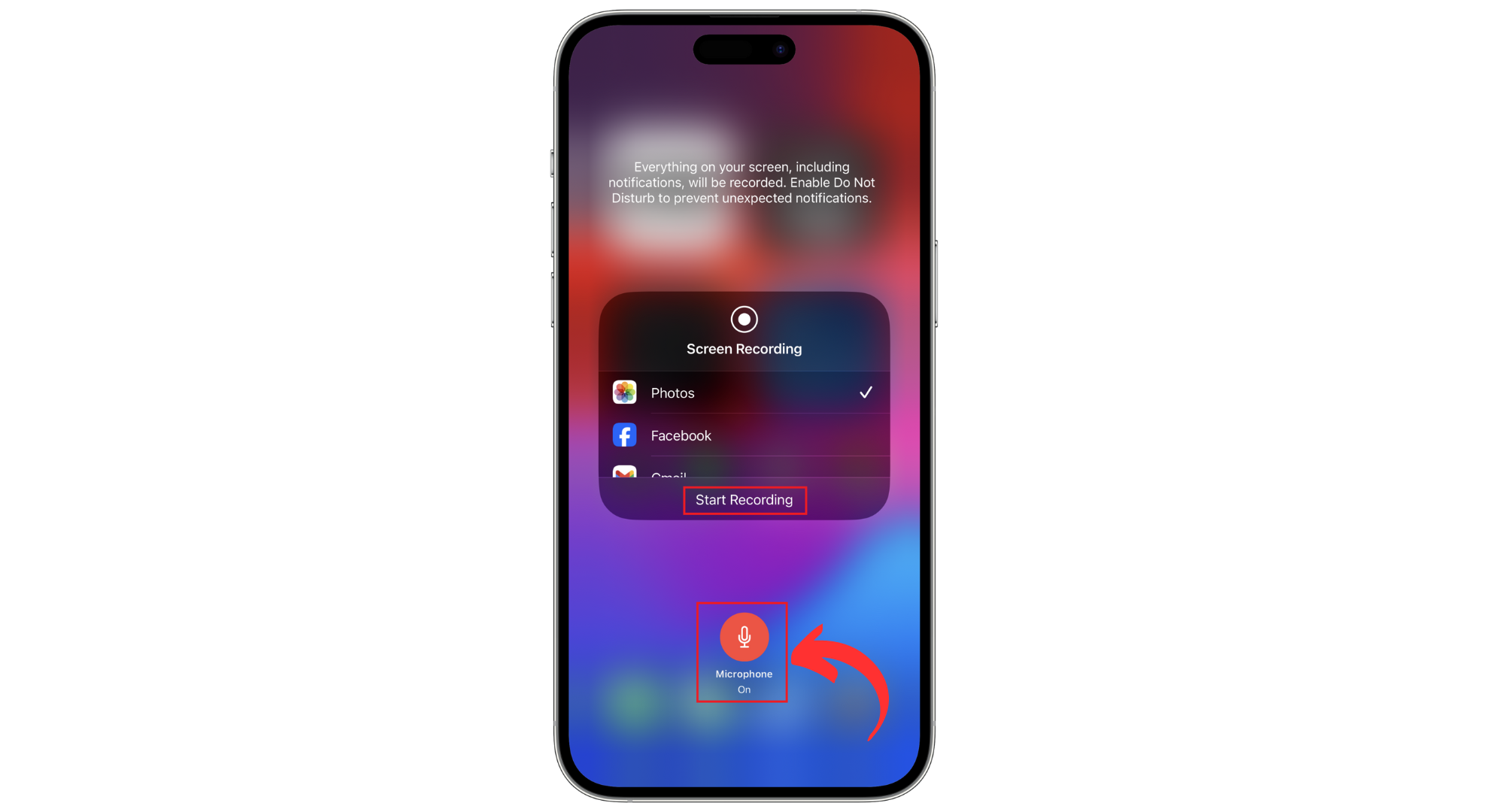 اضغط على أيقونة الميكروفون