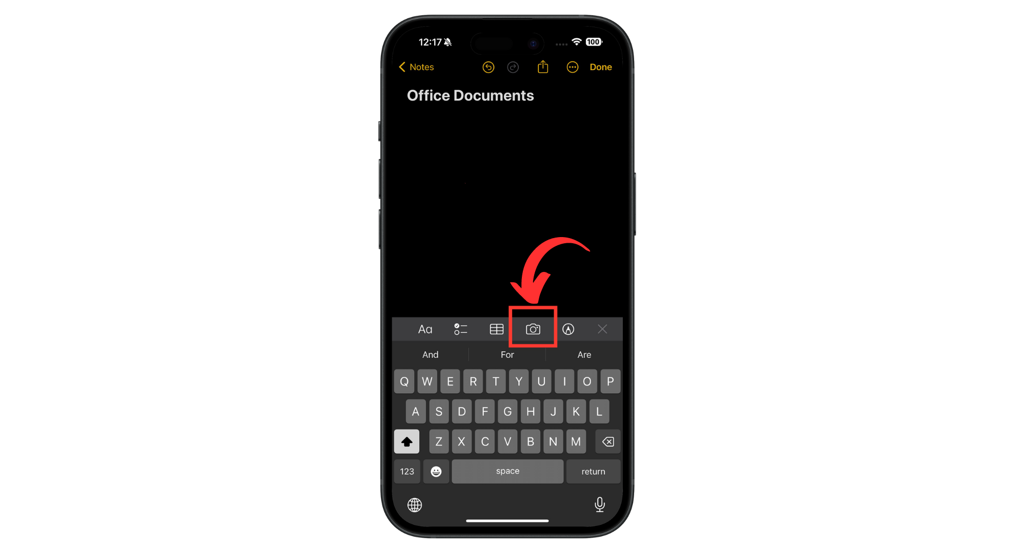 اضغط على أيقونة الكاميرا