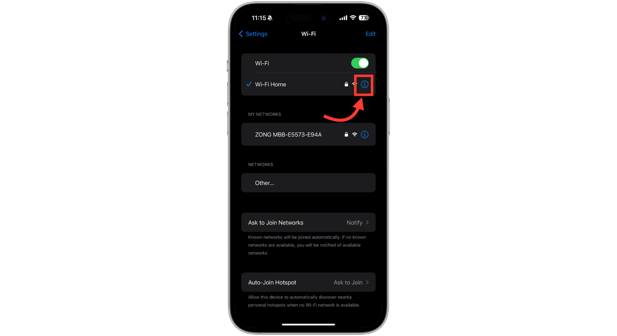 اضغط على زر "i"