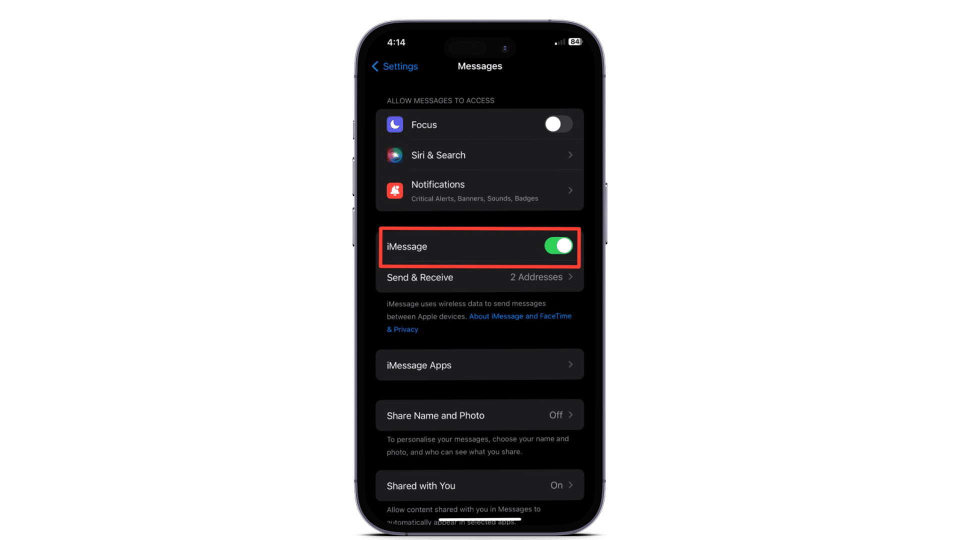 اضغط على مفتاح التبديل