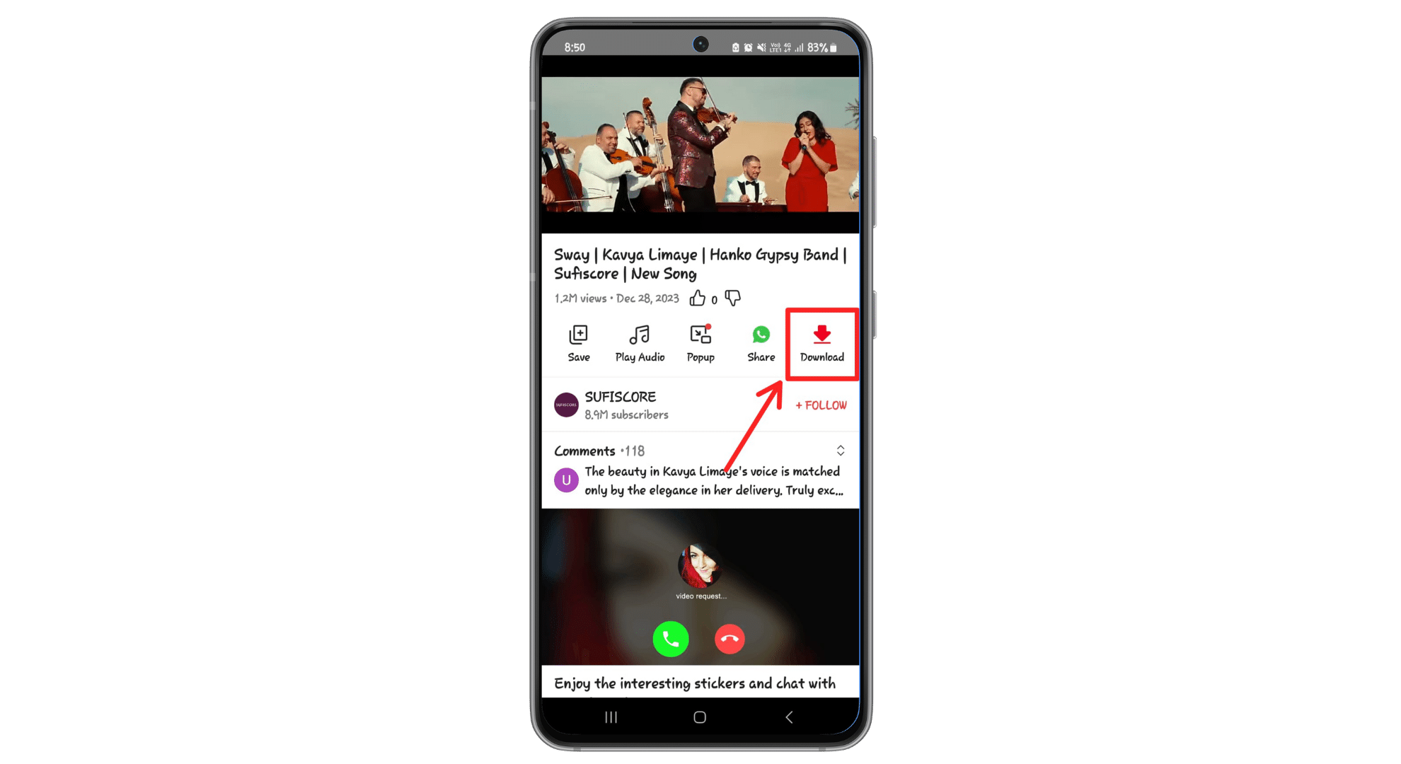 انقر على زر التنزيل