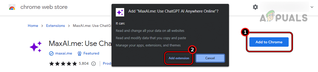 إضافة ملحق MaxAI.me إلى Chrome