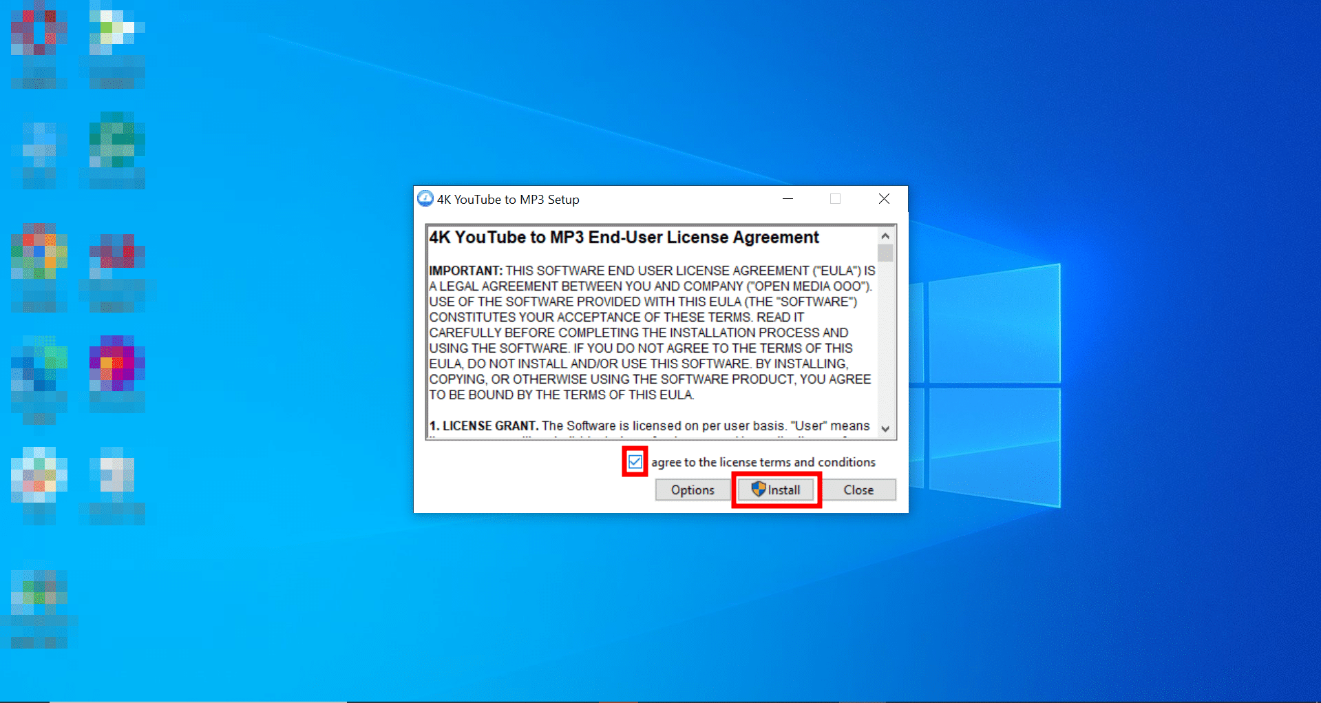 بعد التنزيل، افتح المثبت واتبع التعليمات