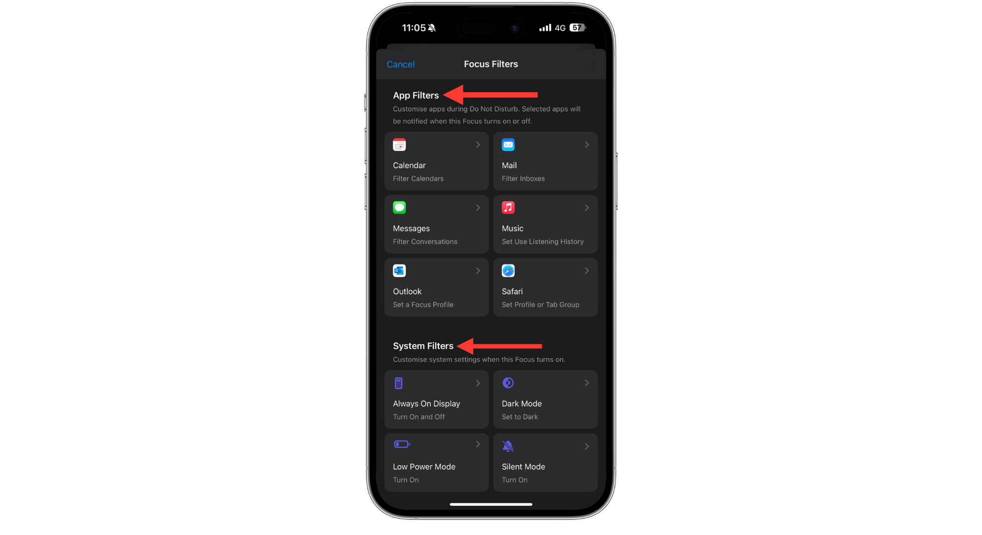 فلاتر التطبيقات وفلاتر النظام