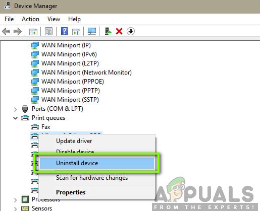 Uninstalling Printer Device