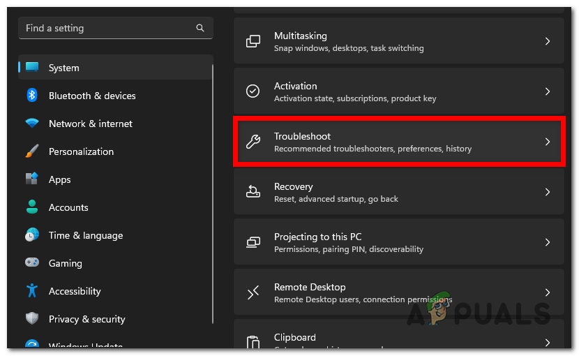 الوصول إلى قسم استكشاف الأخطاء وإصلاحها