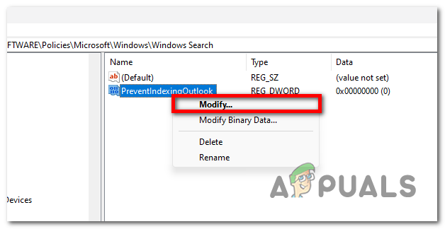 تعديل قيمة DWORD