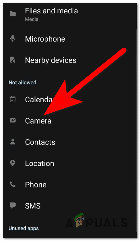 تحديد أذونات الكاميرا