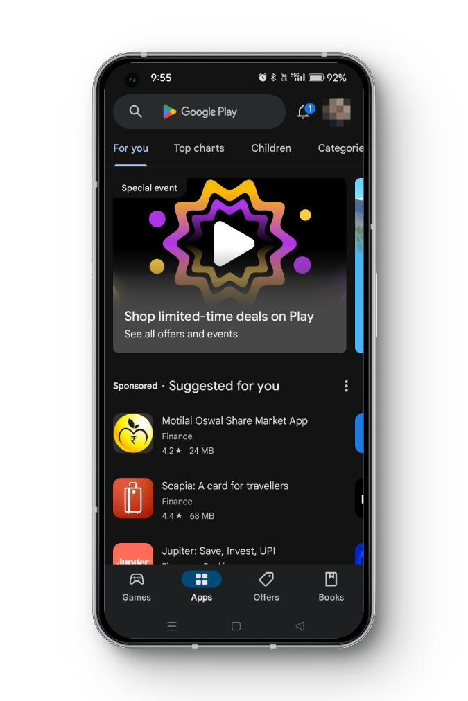 افتح متجر Play