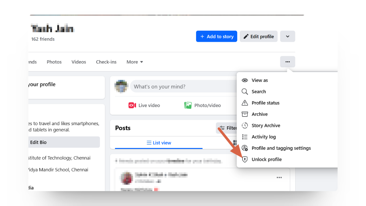 كيفية إلغاء قفل الملف الشخصي على Facebook