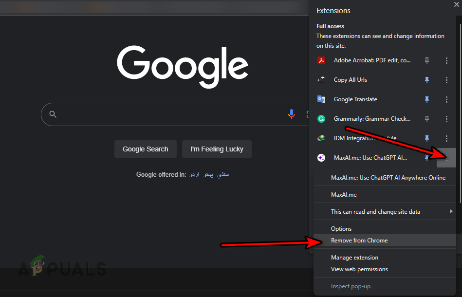 إزالة MaxAI.me من Chrome