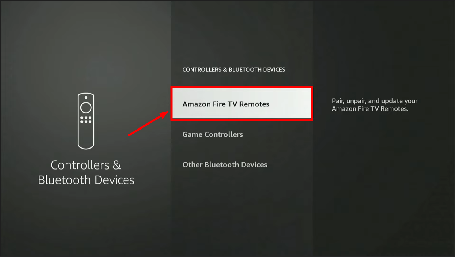 حدد أجهزة التحكم عن بعد في Amazon Fire TV