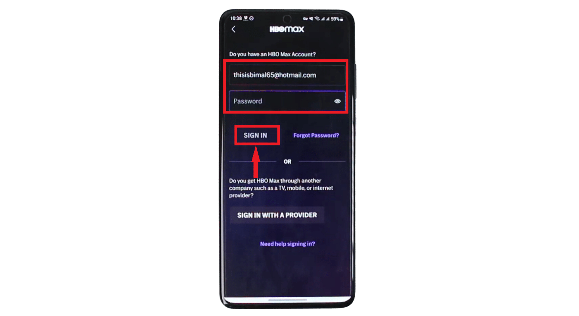 انقر على "تسجيل الدخول"